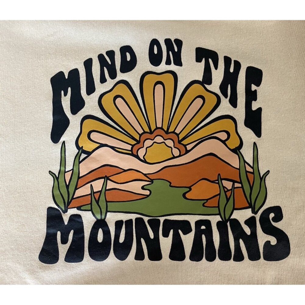 PacSun UNISEX OSFM Yellow Crewneck Sweatshirt Mind‎ On The Mountains EUC
